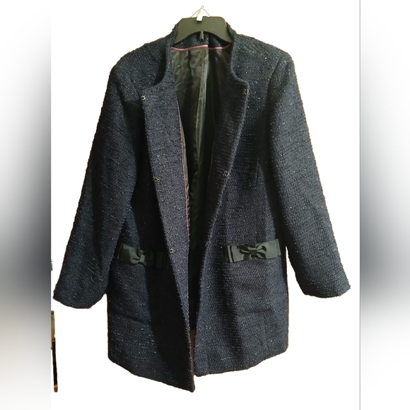 Talbots Jackets & Blazers - Talbots size 18P Navy Blue Tweed Coat